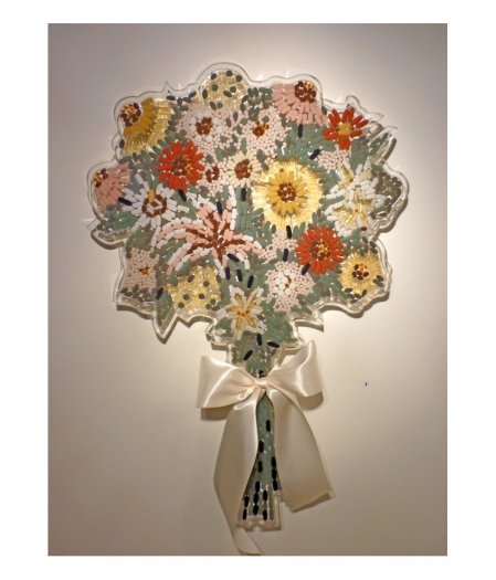 Bouquet, 2009. Pills in resin on perspex. 63 x 90cm.