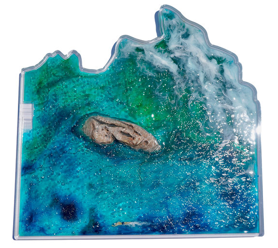 North Curl Curl, 2020. Pigment, paint, clay and resin on Perspex. 60 x 59cm.