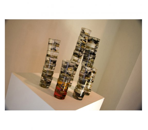 Smoke Stacks, 2008. Installation: pigment and bullet shells in resin.