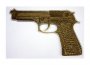 Golden Gun I 2009. Oil on empty bullet shells in resin on perspex. 125 x 80cm.